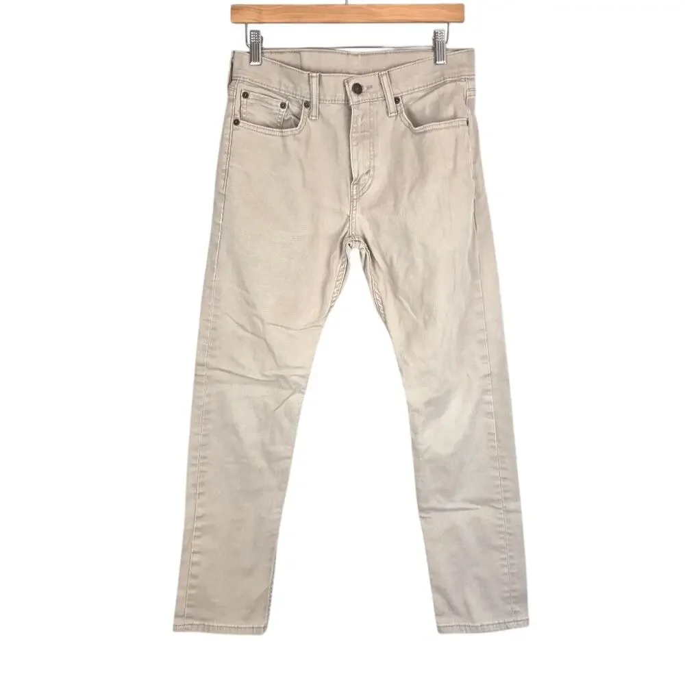 Levi's 502 Jeans Mens 29x30 Khaki Denim Taper Fit Light Wash Mid Rise Pockets